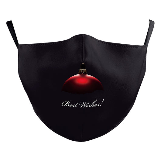 Black adult dust mask with a Christmas wreath design featuring Santa Claus in the center. - Image 9