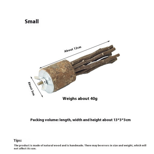 Medium natural applewood log molar rod toy with multiple branches and a metal wing nut for small pets. - Image 6