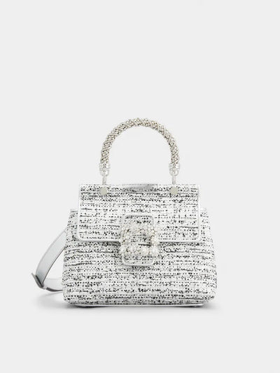 Bolso Tote Elegante con Flores de Diamantes y Cristales - Image 16
