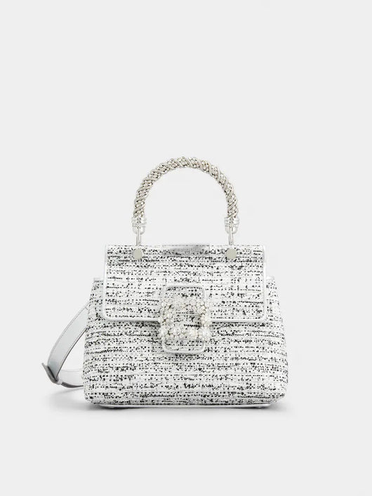 Bolso Tote Elegante con Flores de Diamantes y Cristales - Image 16