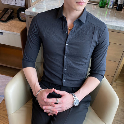 Camisa Clásica de Color Sólido para Hombre - Image 4
