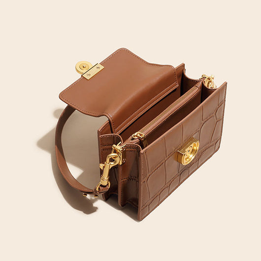 Bolsa Mensajera de Cuero Genuino Patrón Retro Diseño Exclusivo - Image 4