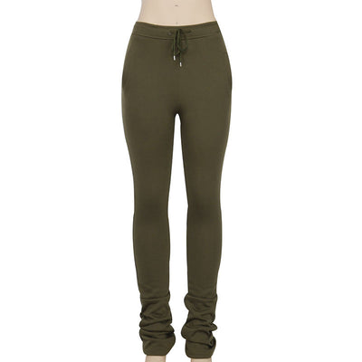 Pantalón de Cintura Alta Elástico con Pliegues y Cordón - Image 27
