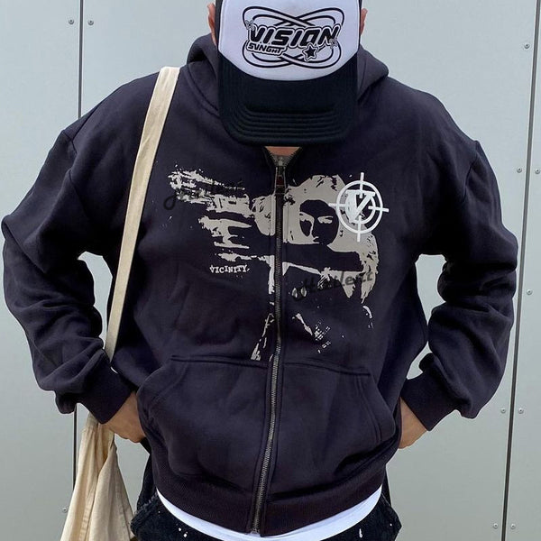 Cardigan Grueso Unisex con Estampado y Forro Polar