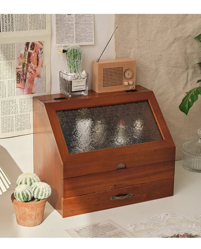 Gabinete de Almacenamiento Cosmético Vintage Madera con Doble Cajón - Image 10