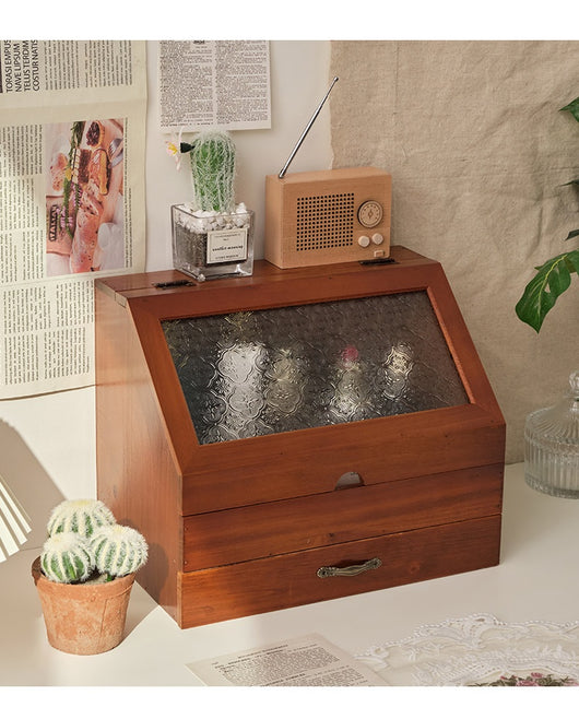 Gabinete de Almacenamiento Cosmético Vintage Madera con Doble Cajón - Image 10