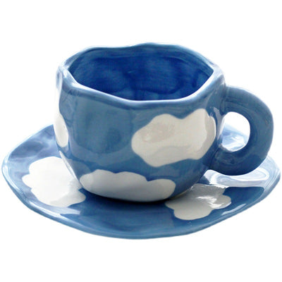 Taza y Platillo de Porcelana Cielo Azul con Nubes Blancas - Image 3