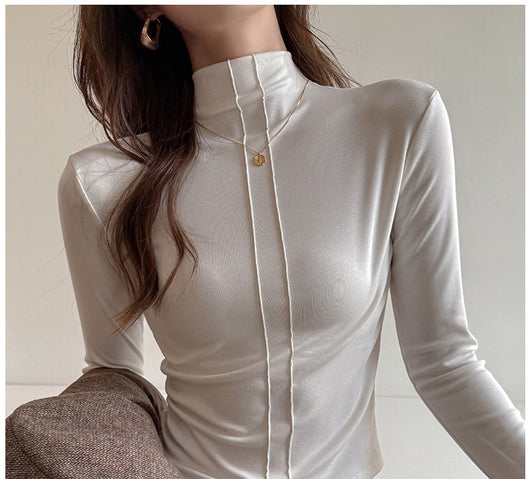 Blusa de Cuello Tortuga Manga Larga Versátil para Mujer - Image 10