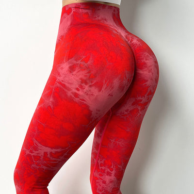 Pantalones de Yoga Tie-Dye sin Costuras Cintura Alta Melocotón - Image 24