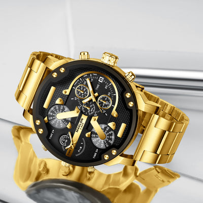 Reloj Hombre Dial Grande Tendencia Europa América Personalidad Dos Zonas - Image 14