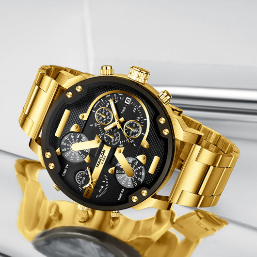 Reloj Hombre Dial Grande Tendencia Europa América Personalidad Dos Zonas - Image 14