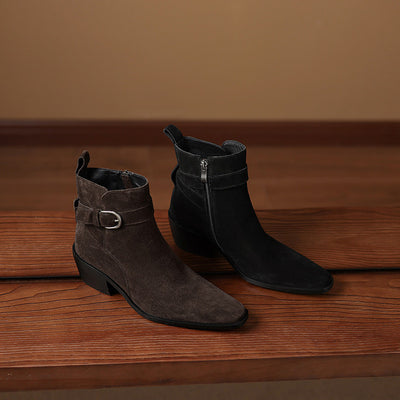 Botas de Ante con Tacón Grueso y Forro Polar para Otoño-Invierno - Image 4