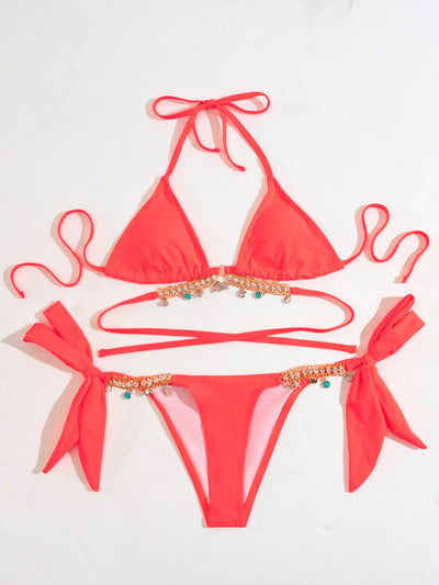 Traje de Baño Triangular con Levantamiento Push Up y Cristales Brillantes - Image 8
