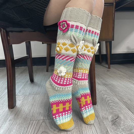 Calcetines Largos Cálidos con Estampado Jacquard para Mujer - Image 8