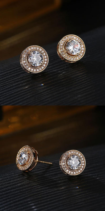 Aretes Hombre Circonita Diamante Completo Cielo Estrellado Redondos - Image 10