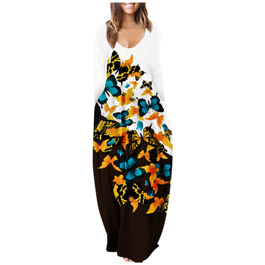 Vestido Largo Estampado Talla Grande con Mangas Largas - Image 5