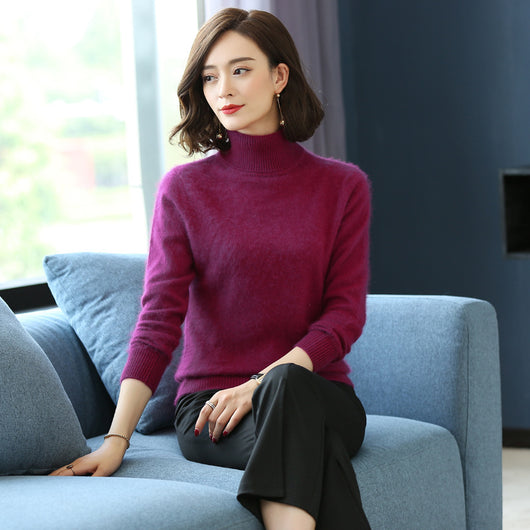 Suéter Cuello Alto Holgado en Cashmere y Terciopelo Mink - Image 12
