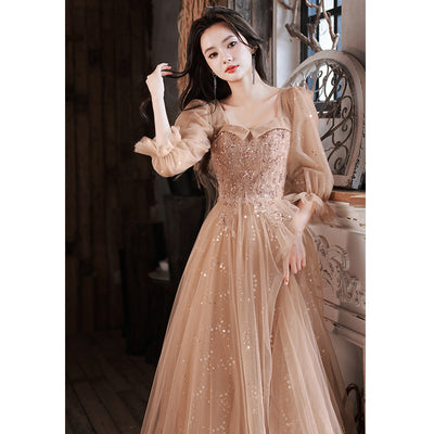 Vestido de Noche Elegante con Mangas Largas para Dama de Honor - Image 3