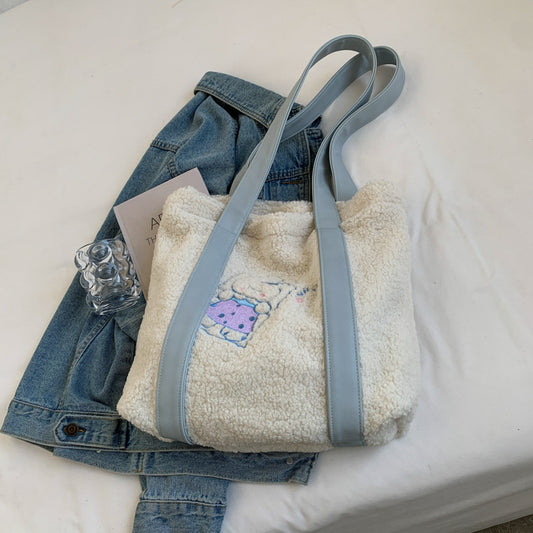 Bolso Tote de Gran Capacidad con Detalles de Pelaje - Estilo Fashion
