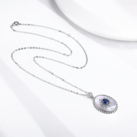 Colgante de Zafiro y Diamante en Plata 925 - Collar para Bodas y Fiestas - Image 3