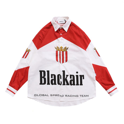 Camisa Suelta Retro Hombre con Bloques de Color e Impresión de Letras - Image 9