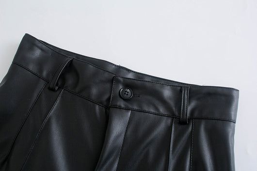 Pantalón de Cuero Estilo Europeo Cintura Alta Casual Ajustado - Image 5