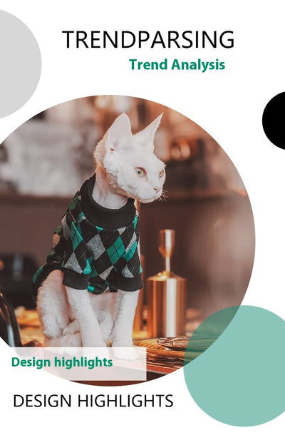Suéter de Algodón a Cuadros para Gatos sin Pelo - Manga Larga - Image 9