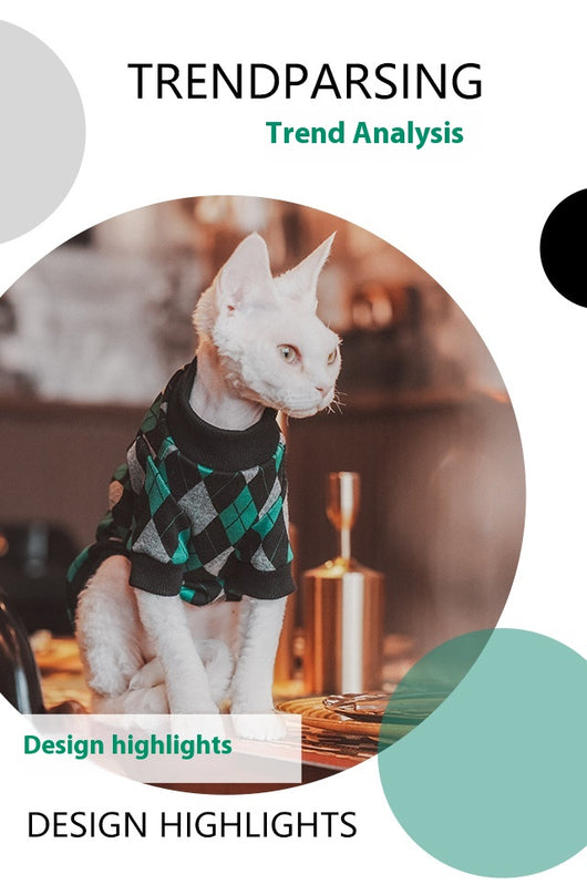 Suéter de Algodón a Cuadros para Gatos sin Pelo - Manga Larga - Image 9