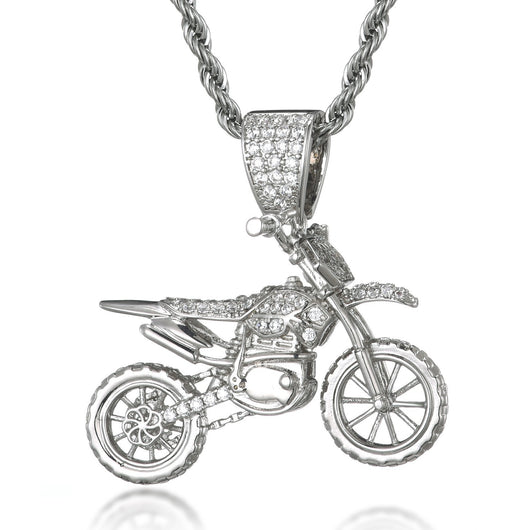 Dije Motociclista Hip Hop Chapado en Oro con Circonitas - Image 7
