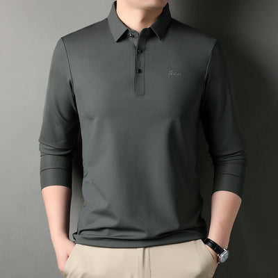 Camiseta Manga Larga Hombre Cuello Semiabierto Estilo Coreano - Image 5