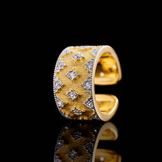 Anillo Estrella Bicolor Ancho Estilo Europeo y Americano - Image 3