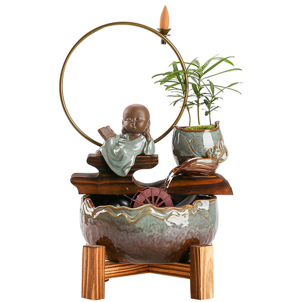 Acuario Cerámico Decorativo Autorrecirculante para Escritorio