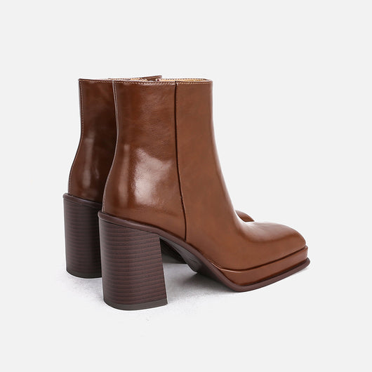 Botas Tobilleras de Cuero con Tacón Grueso y Suela Reforzada Impermeables - Image 3