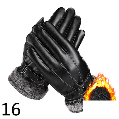 Guantes de Cuero para Moto Invierno Plus Forro Terciopelo Impermeables - Image 17