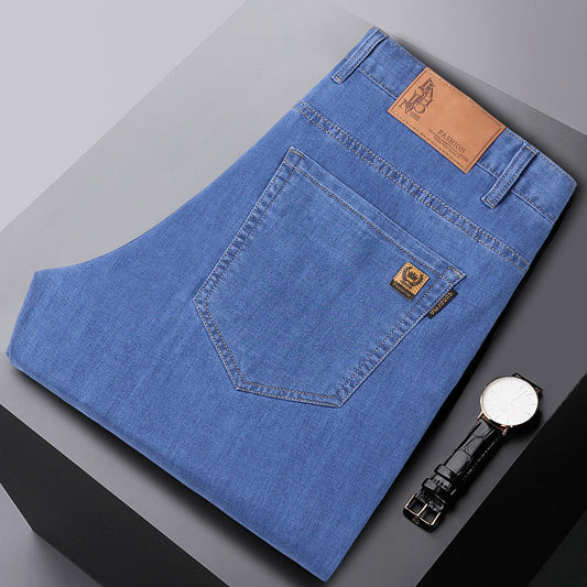 Pantalones Denim Hombre Primavera Verano Corte Recto Suelto Estilo Ejecutivo
