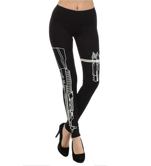 Leggings de Algodón Estampado Personalizado con Diseño Punk de Nueve Puntas
