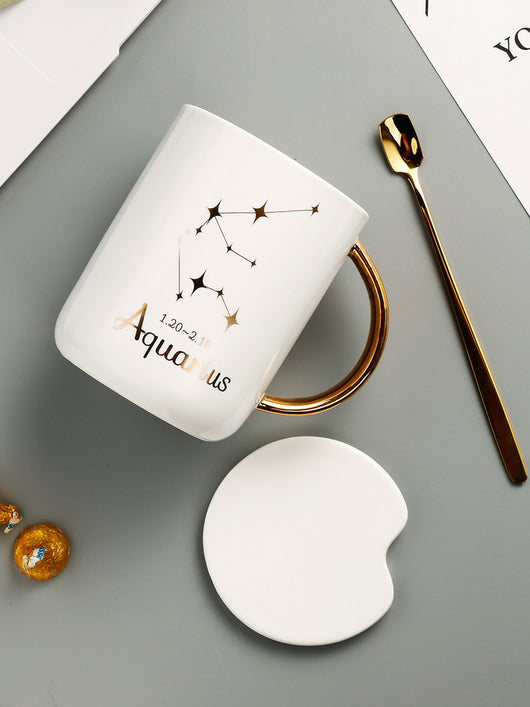 Taza de Cerámica con Constelaciones del Zodiaco y Cuchara de Regalo - Image 3