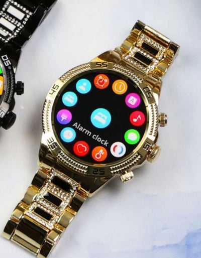 Reloj Inteligente de Oro con Llamadas Bluetooth y Diamantes - Image 10