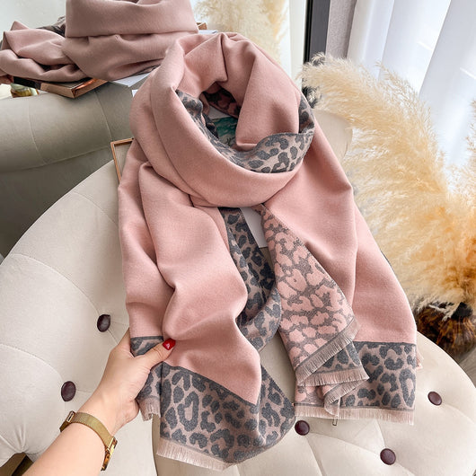 Bufanda Estampado Leopardo de Cachemira Artificial Elegante para Mujer - Image 19