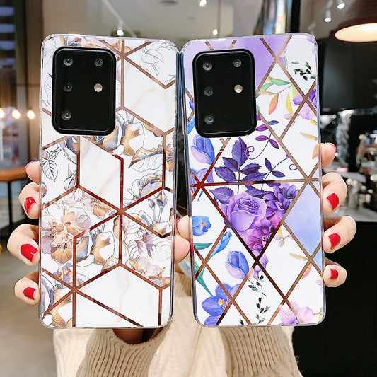 Funda Celular Floral Retro con Acabado Electroplateado Geométrico - Image 2