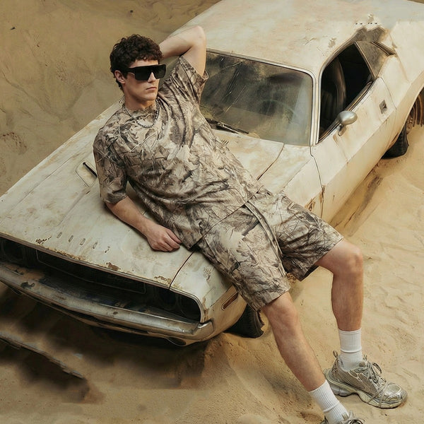 Playera Camuflaje Holgada con Hombros Caídos