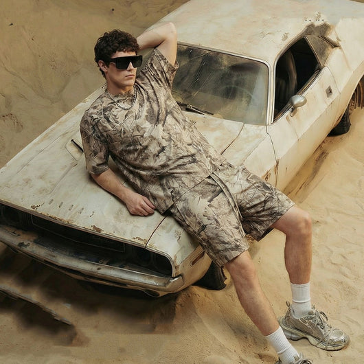 Playera Camuflaje Holgada con Hombros Caídos