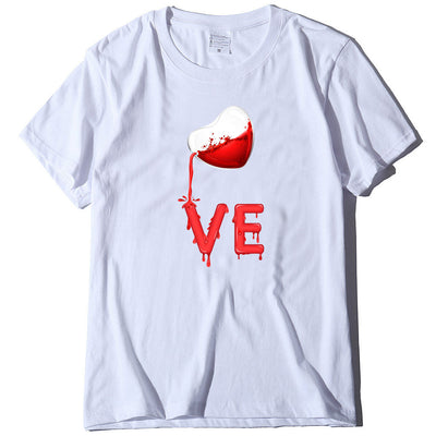 Playera de Pareja Cuello Redondo Love Rojo con Bordado LOVE Manga Corta Casual - Image 18