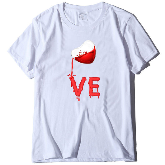 Playera de Pareja Cuello Redondo Love Rojo con Bordado LOVE Manga Corta Casual - Image 18