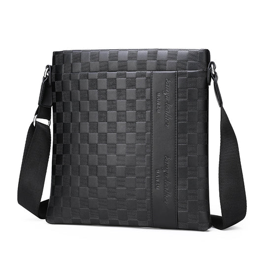 Bolsa Bandolera de Cuero para Hombre Estilo Business Casual Ajedrez - Image 11