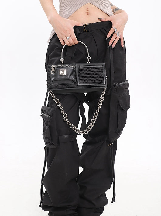 Pantalones Casuales de Cintura Alta con Bolsillos Funcionales y Pierna Ancha - Image 5