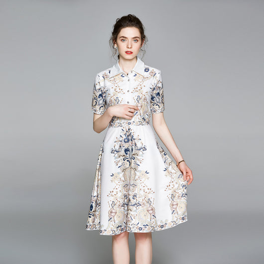 Vestido Corto Estilo Celebridad con Estampado y Cuello Solapa - Image 8