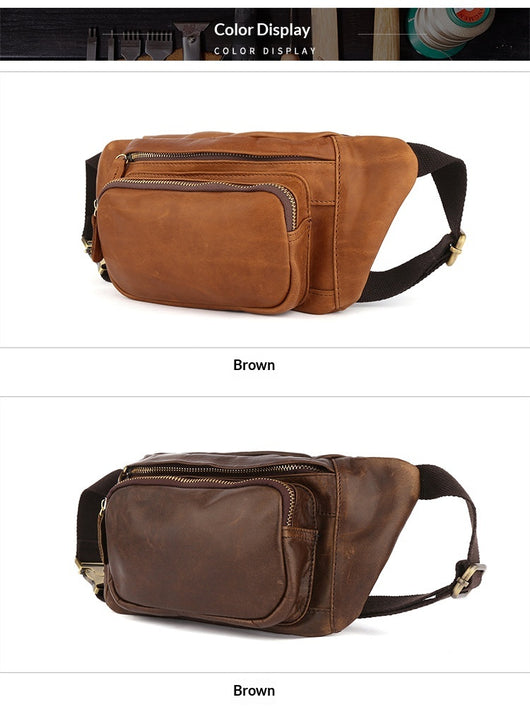 Bolsa Pecho Cuero Genuino Estilo Retro para Hombre - Image 10