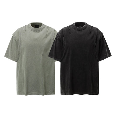 Camiseta Oversized Efecto Gastado con Costuras de Diseño