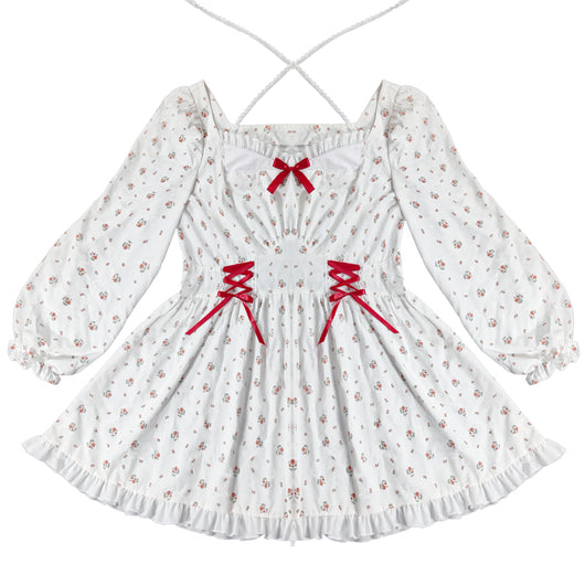 Vestido Largo de Cintura Alta con Mangas Largas y Estampado Floral Suave - Image 2